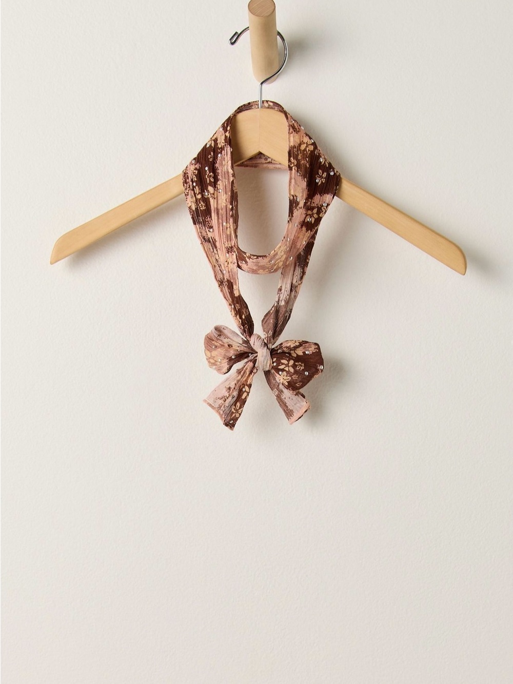 Free People Brown and Pink Floral Neck Scarf